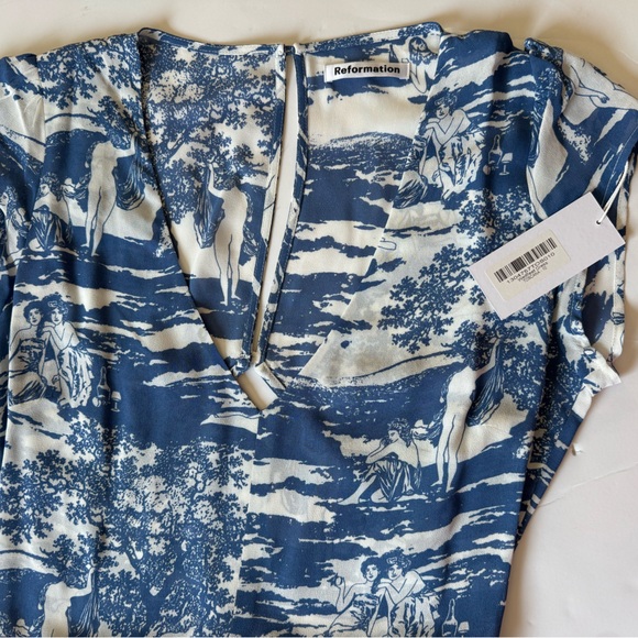 Reformation Naked Lunch Print Blue and White Maxi Dress - Picture 4 of 15